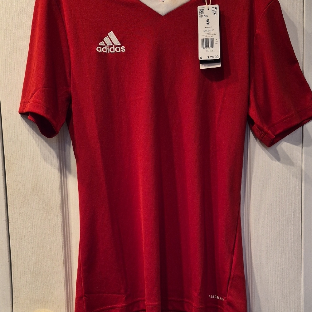 Adidas Red and White V-Neck Jersey